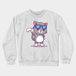 Cute Cat Wearing Glasses Crewneck Sweatshirt